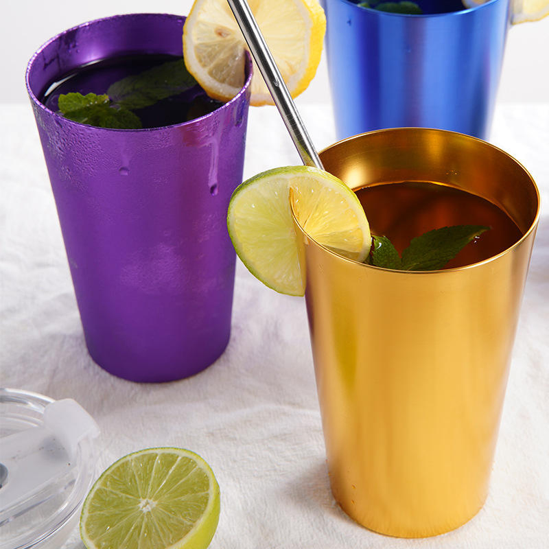 Custom Reusable Alumina Stackable Colorful Drinking Polished Food Grade Oxide Metal Aluminum Cup
