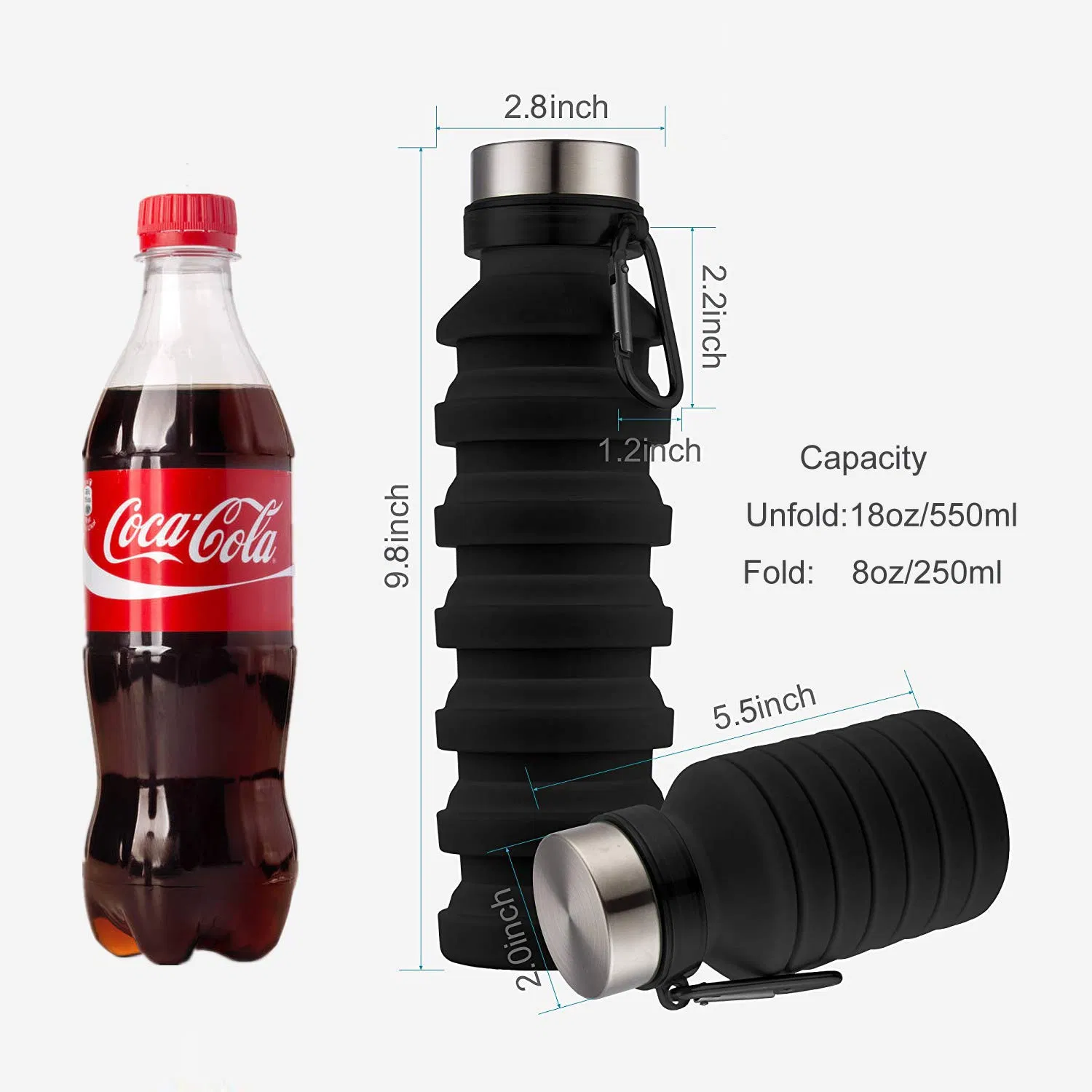 550ml Collapsible Foldable Drink Silicone Water Bottles