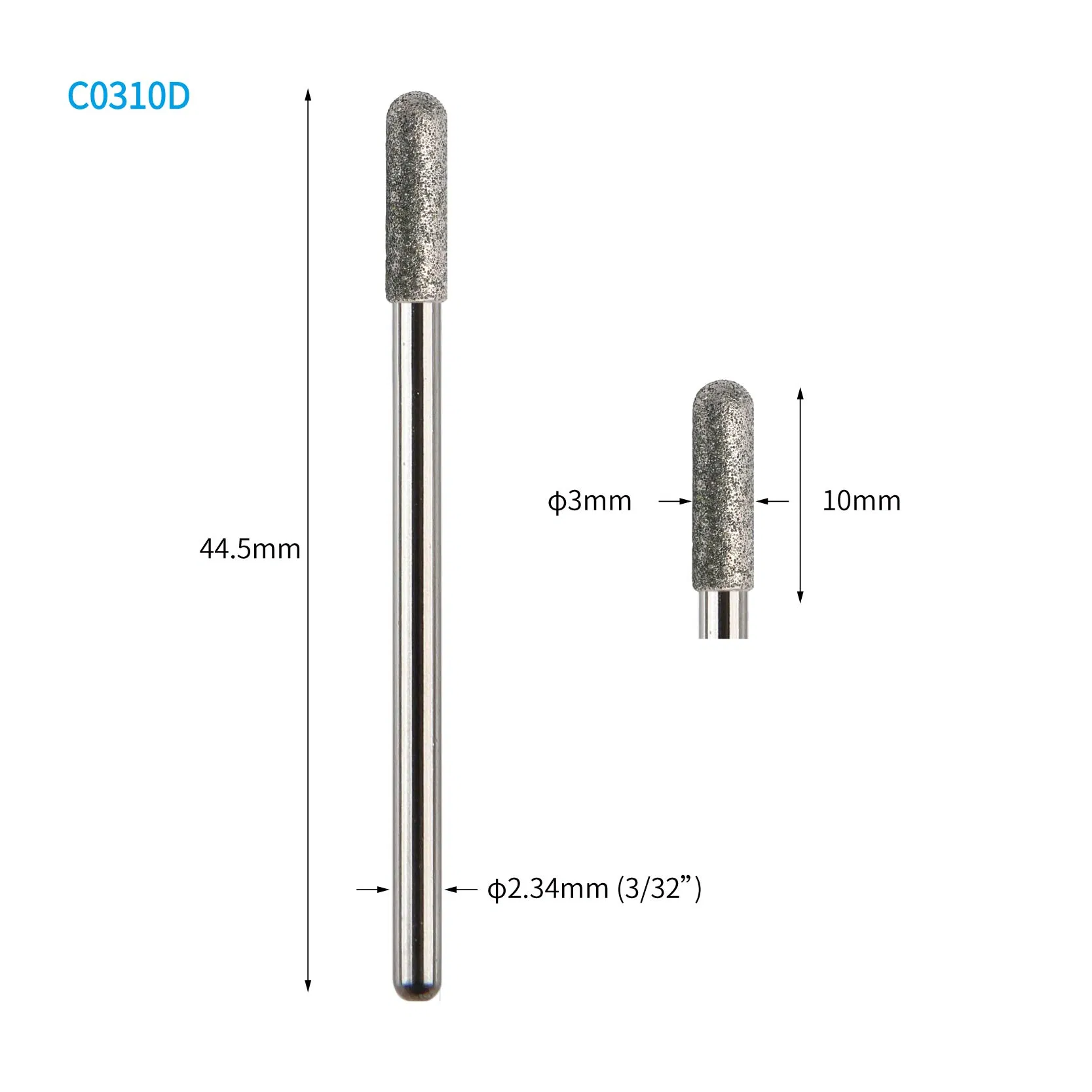 Cylinder Ball Top Manicure Pedicure Diamond Nail Drill Bit