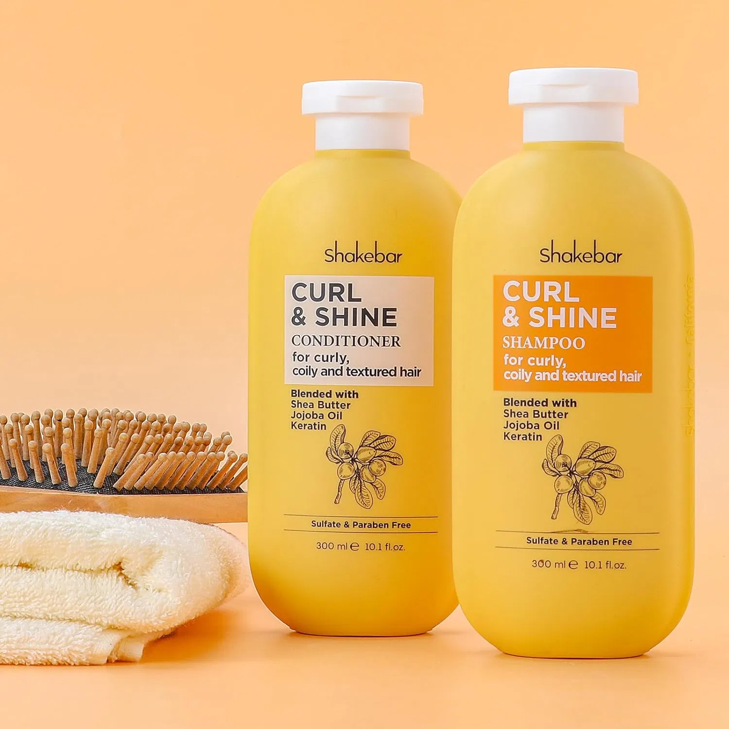 Shakebar Wholesale Hair Care Products 300ml Keratin Curly Hair Shampoo and Conditioner