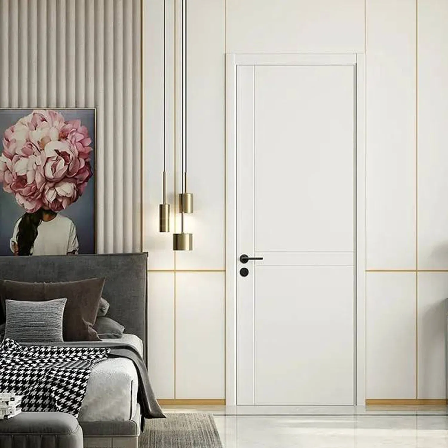 White Doors Entry Security Door WPC Door Waterproof Fireproof for Bathroom