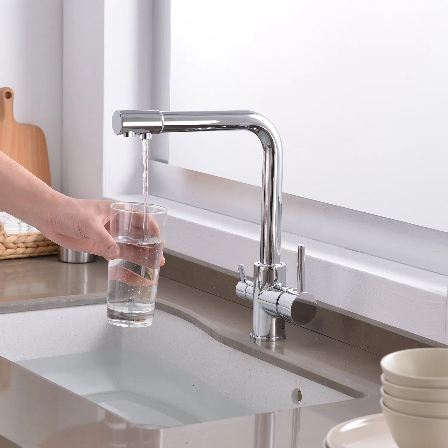 3 in 1 Filtered Water Taps Rotating Sink Drinking Water Kitchen Faucet