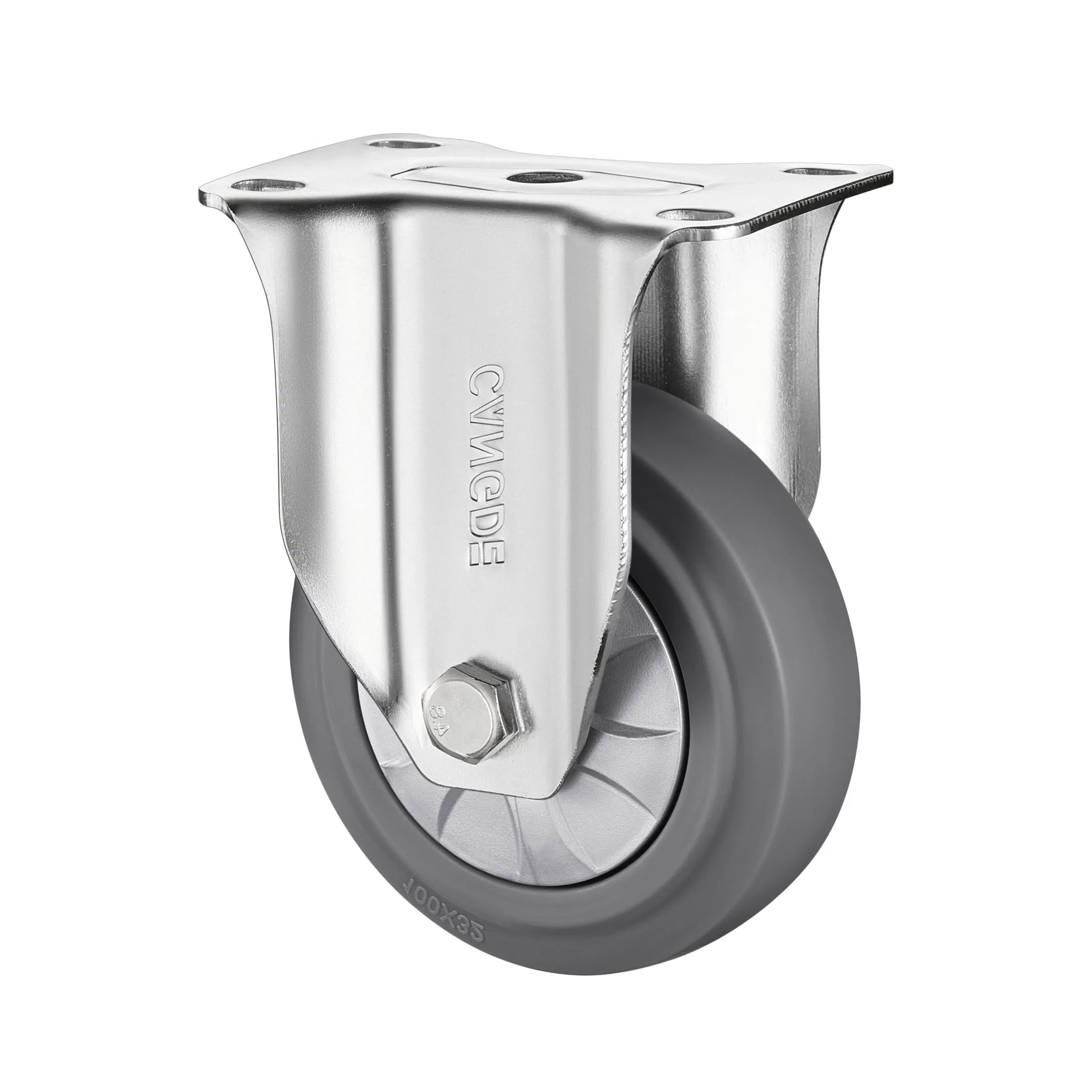Medium Duty Brake Caster with Quiet Grey TPR Wheel, Secure Parking