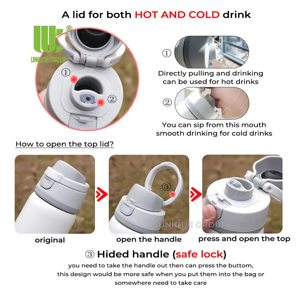 Термобутылка для напитков 750 мл, сталь, с крышкой и ручкой