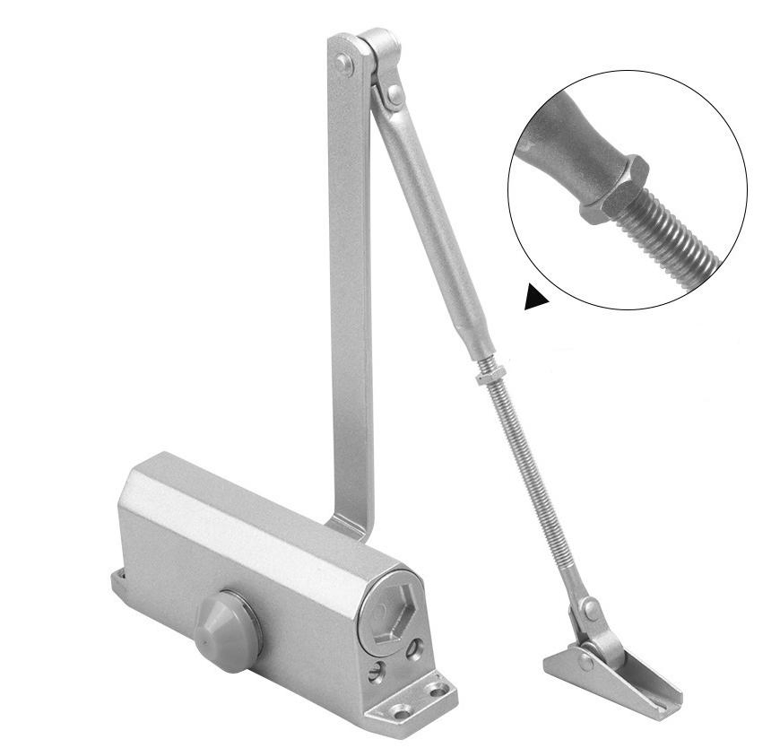 Silver Alloy Hydraulic Door Closer for 25-40kg Doors