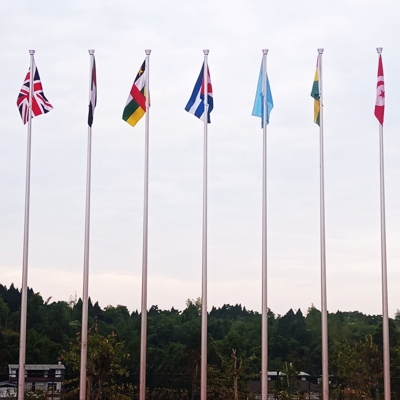 Flag Pole 25FT Banner Stainless Steel Flags Gold Tapered Silver Residential Color Banners Advertising Outdoor Tapered Automatic Large Bollard Flagpole