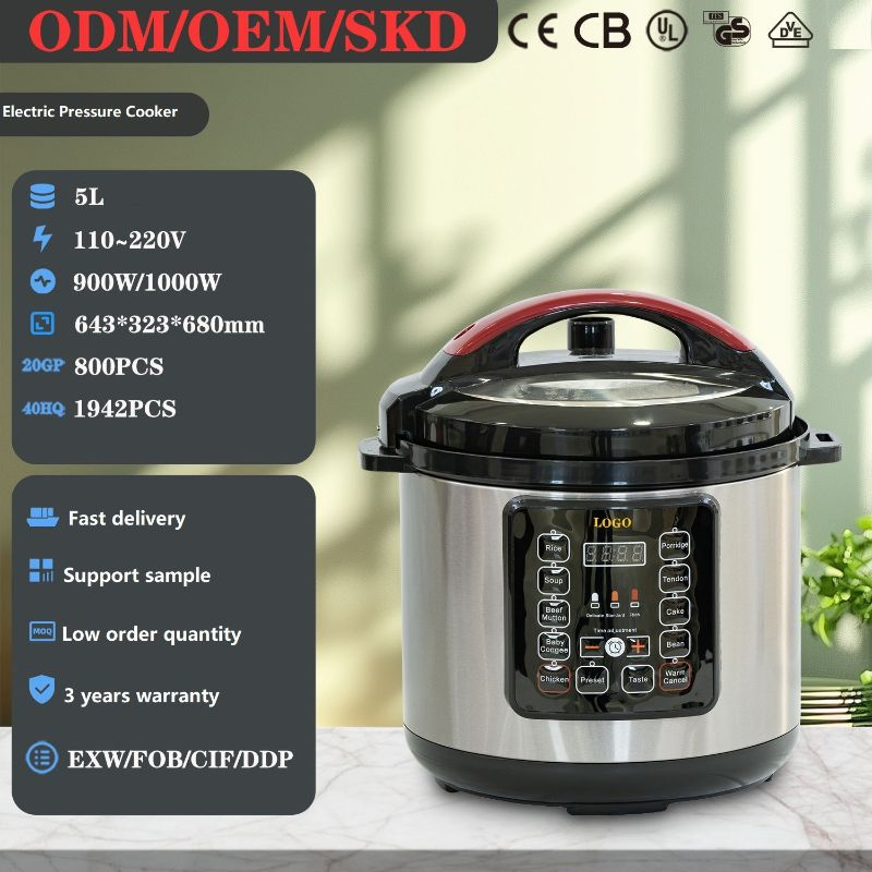 Electric Stainless Steel Multi-Functional 5L Capacity Household Pressure Cooker