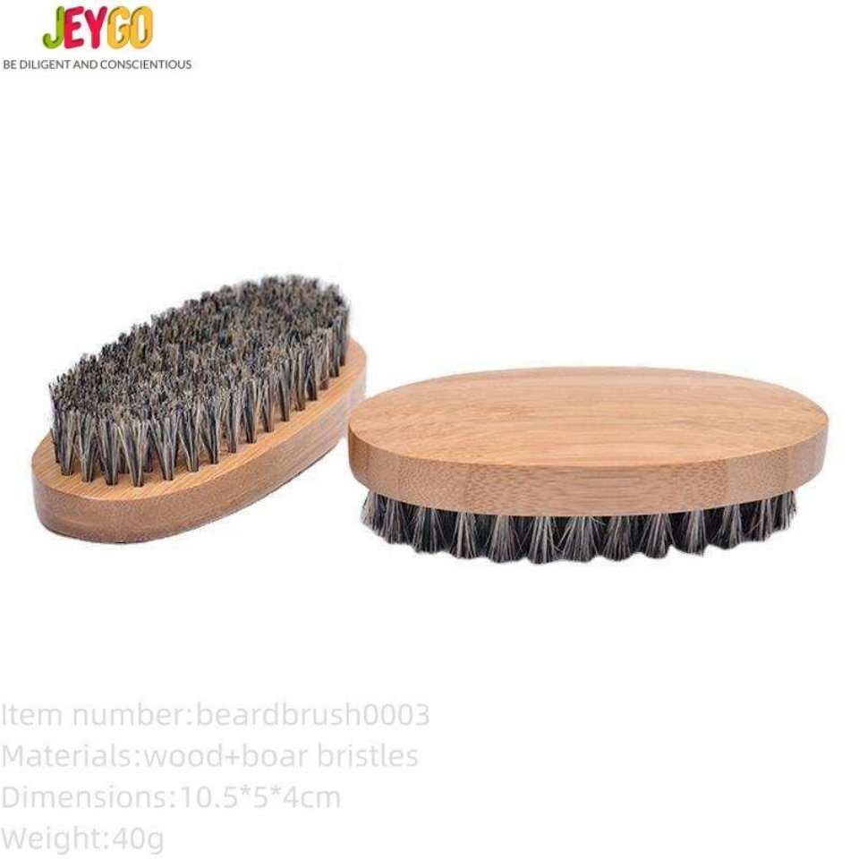 Hot-Selling Natural Eco-Friendly Wooden Boar Bristle Men's Facial Cleansing Beard Brush