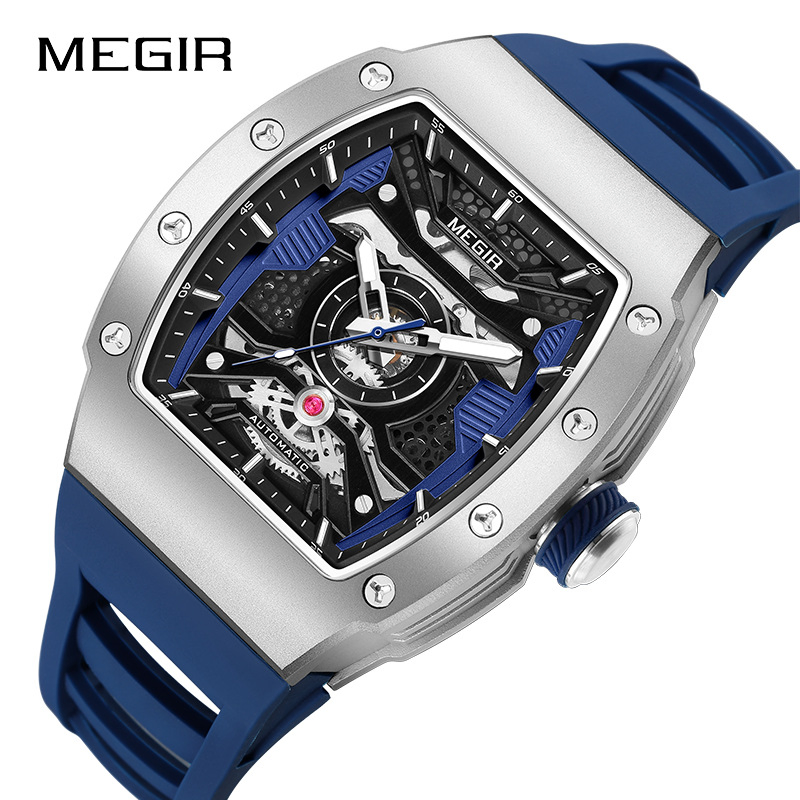 Megir 8604 Men's Sports Business Silicone Strap Multi Functional Automatic Mechanical Watch