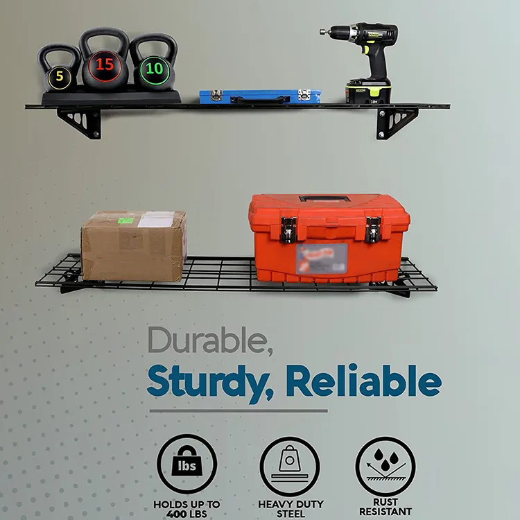 Jh-Mech 2X6FT 800lbs Load Capacity Metal Wall Mount Shelf for Garage