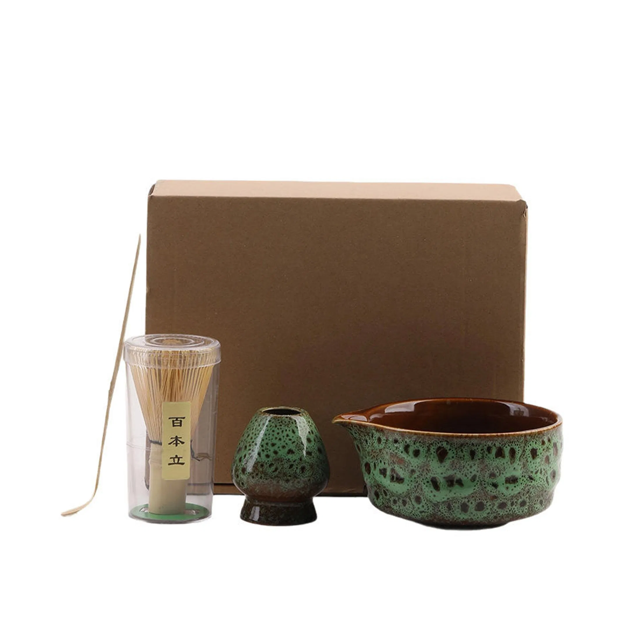 Wholesale 7 PCS Japanese Matcha Tea Set Featuring a White Sand-Glazed Ceramic Bowl