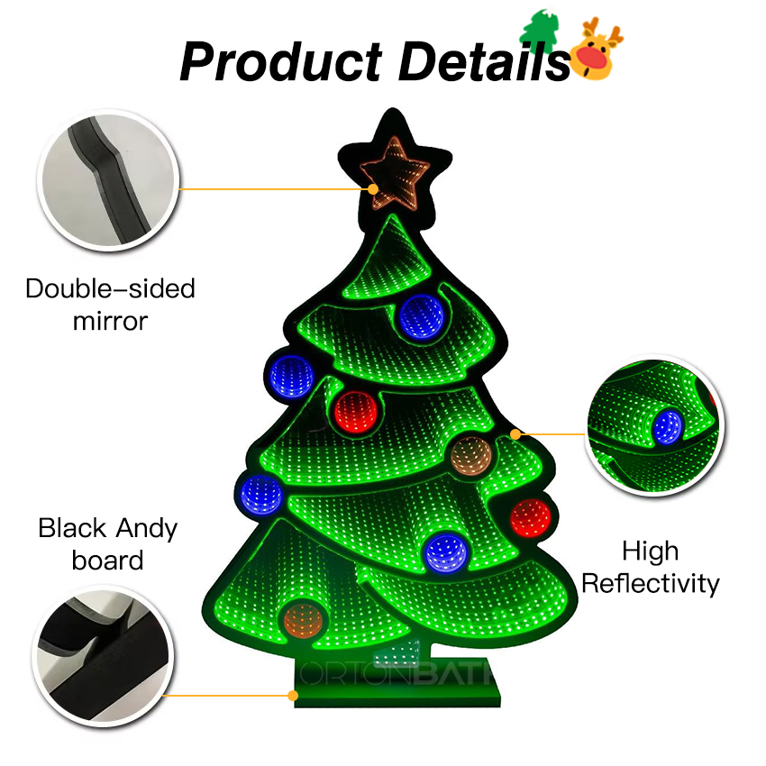 Ortonbath 3D LED Infinity Light USB Powered Santa Claus Christmas Decoration Seasonal Holiday Decor Infinity Mirror LED Lights