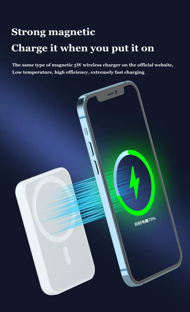 Original for iPhone Battery Pack 5000mAh Magnetic Wireless Charging Power Bank for iPhone 12 PRO Max Back Battery 13 Charger