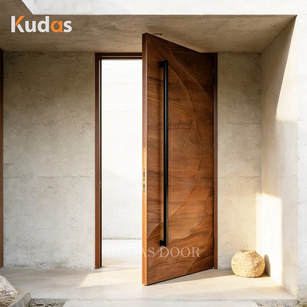 3D Carving Solid Wood Sound Insulation Outdoor Anti-Theft Wooden Front Entrance Door