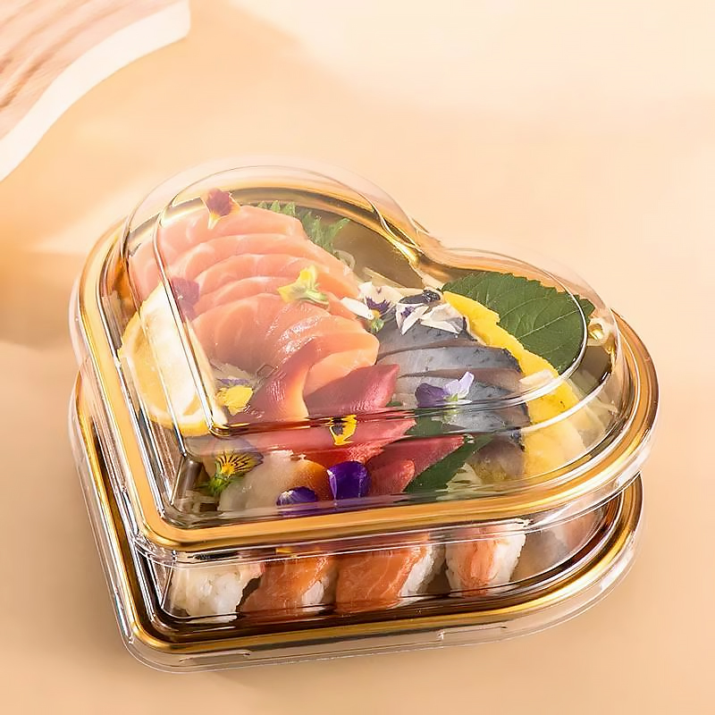 Heart-Shaped Plastic Disposable Food Packaging Box for Sushi
