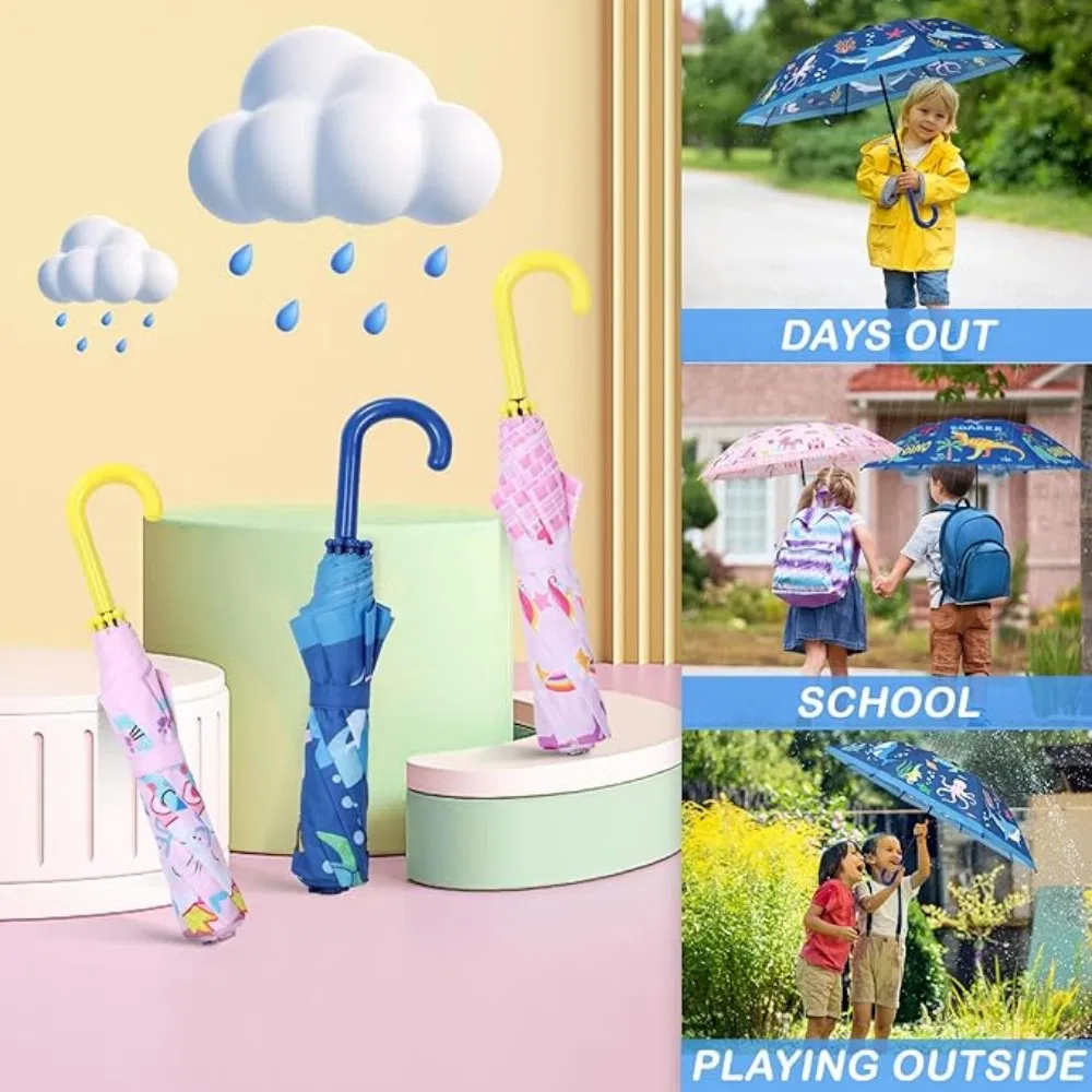 Детский зонт-трость со зверюшками, складной