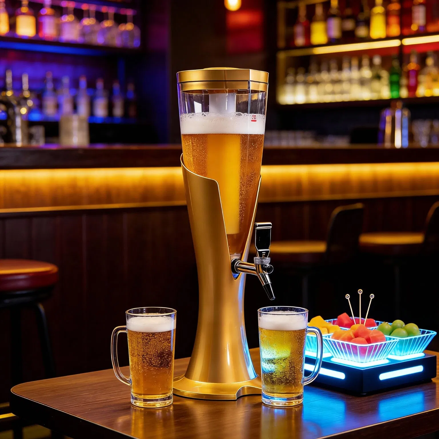 Factory Custom Logo Color PC Plastic Juice Beverage 1L 2L 3L Portable Draft Beer Dispenser Water Cooler Beer Tower with Ice Tube for Home Bar Nightclubs Party