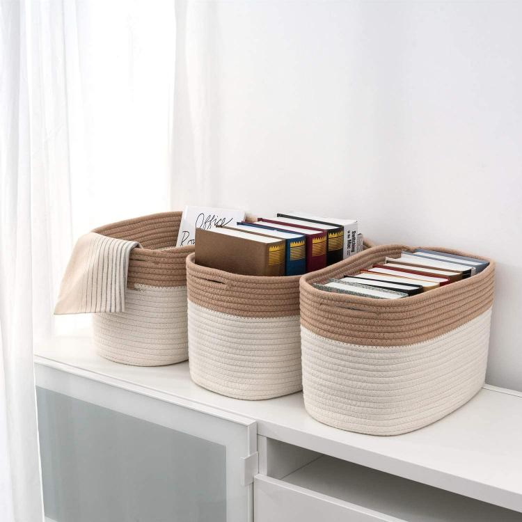 Cotton Rope Storage Baskets Foldable Decorative Woven Basket