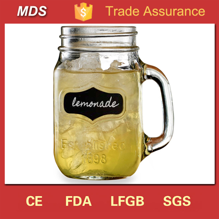 High Quality Lidded Chalkboard Single Mason Jar Decor with Handles