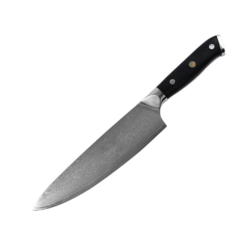 Шеф-нож 8 дюймов из дамасской стали с рукоятью G10