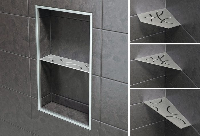 High Quality Custom Products Brushed Stainless Steel Corner Shower Shelf