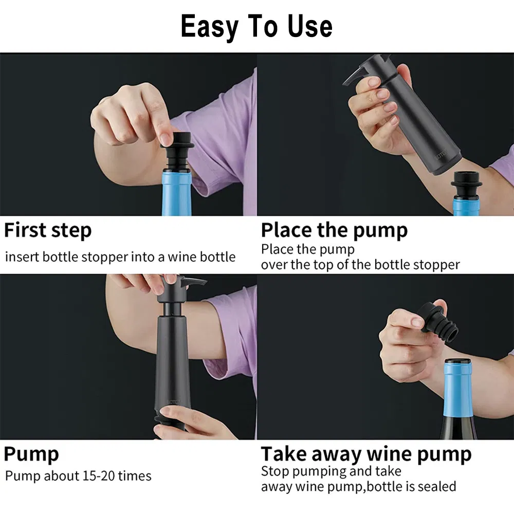 Wine Saver Stopper Wine Preserver with 4 Vacuum Stoppers Reusable Bottle Sealer