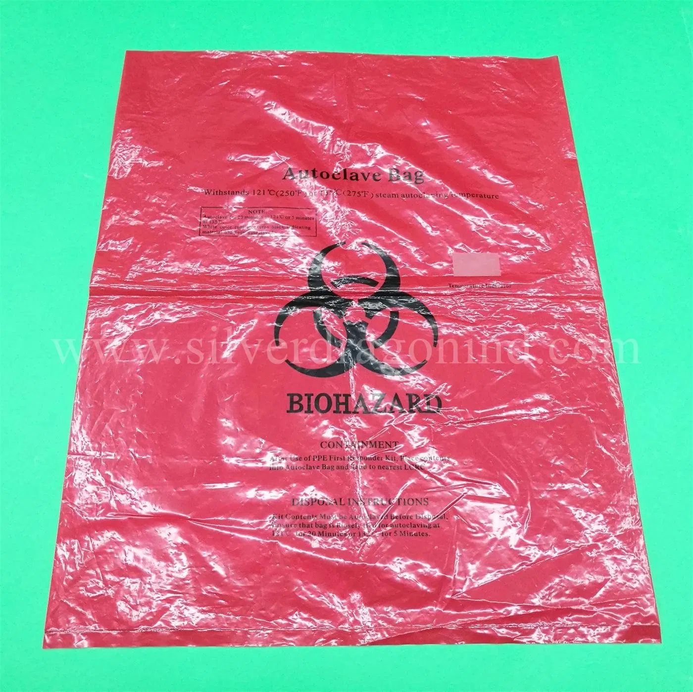 135º C PP Autoclavable Bag for Inflectious Medical Biohazard Waste Packing