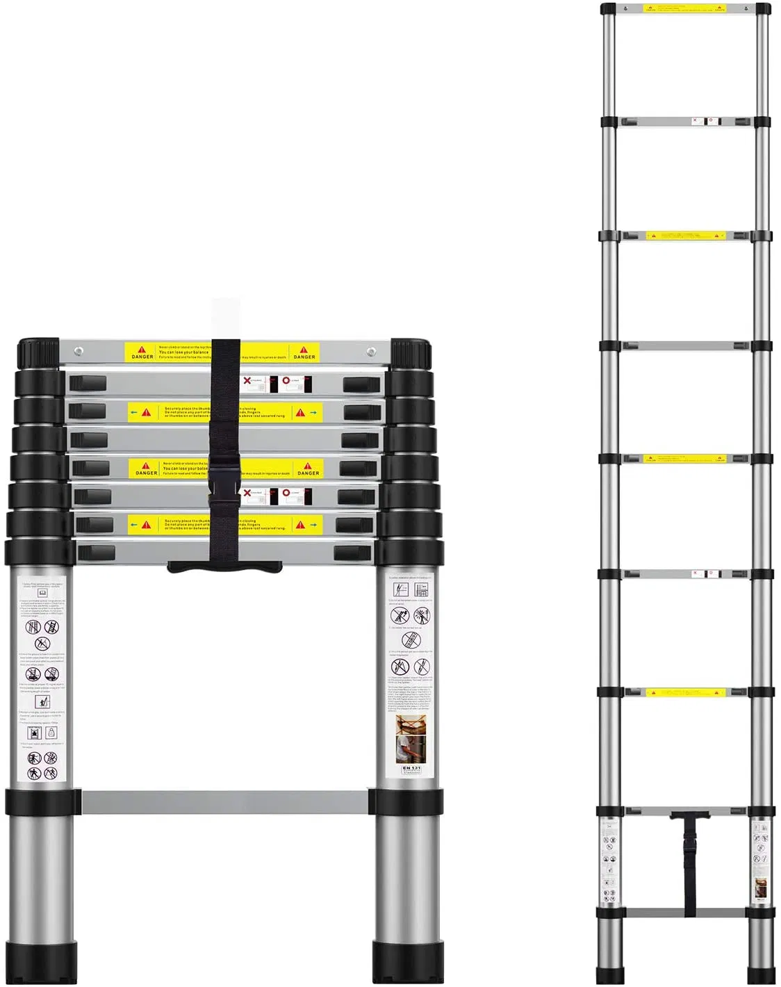 8.5FT Modern Design Aluminum Multi-Purpose Telescoping Extension Ladder Folding Design for Apartment Use Ladder