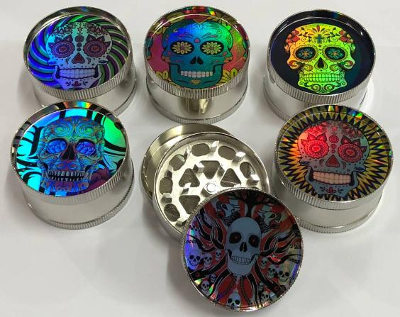 Skull Designs 3 Layers Zinc Grinder Glass Water Pipe Smoking Sets Smoking Accessories