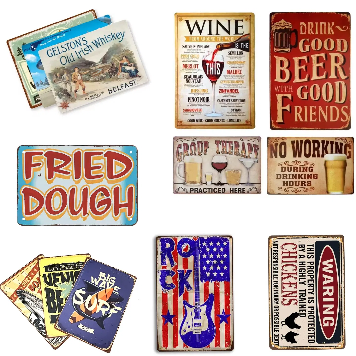 Wholesale Metal Advertising Sign Wall Decorations Retro Style Beer Signs Metal Wall Hanging Plate Vintage Decorative Tin Sign