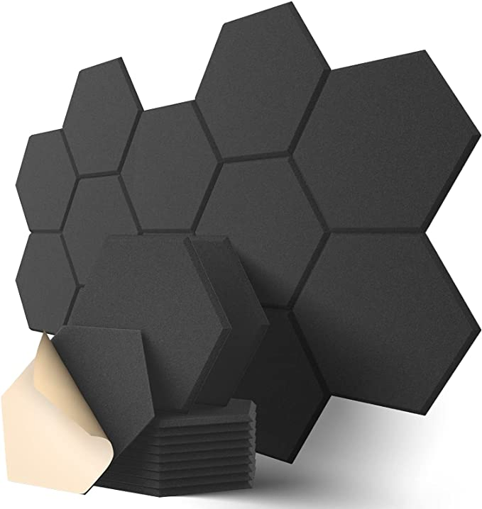 Self-Adhesive Acoustic Panels Sound Proof Foam Panels with High Density Stylish Hexagonal Design Flame Resistant Absorb Panel