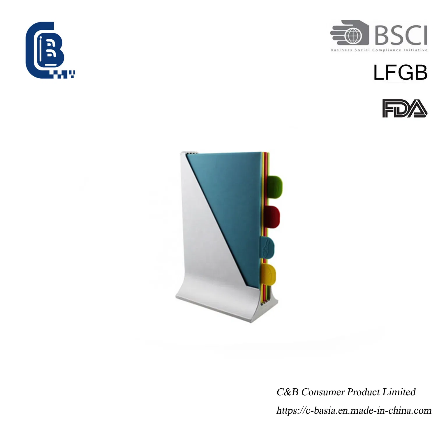 Heavy-Duty 3PCS-Index Coded Plastic Kitchen Vegetable Fruit Chopping Cutting Board with Stand