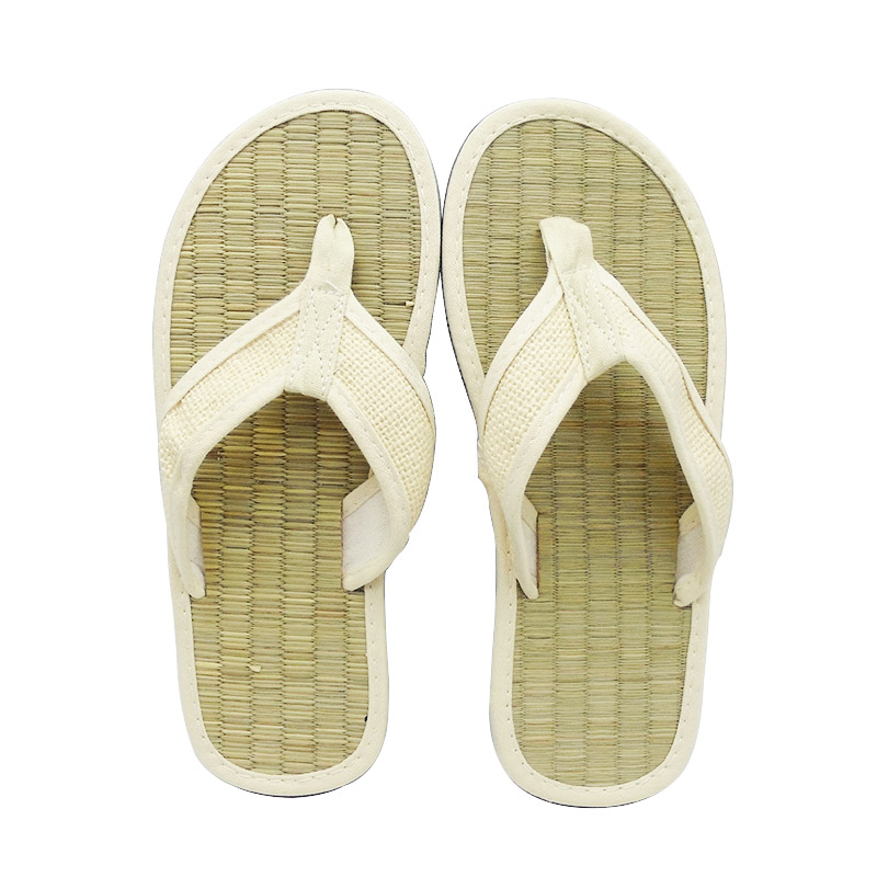 Biodegradable Flip Flops Grass Woven Sandals EVA Sole Straw Disposable Hotel Slippers