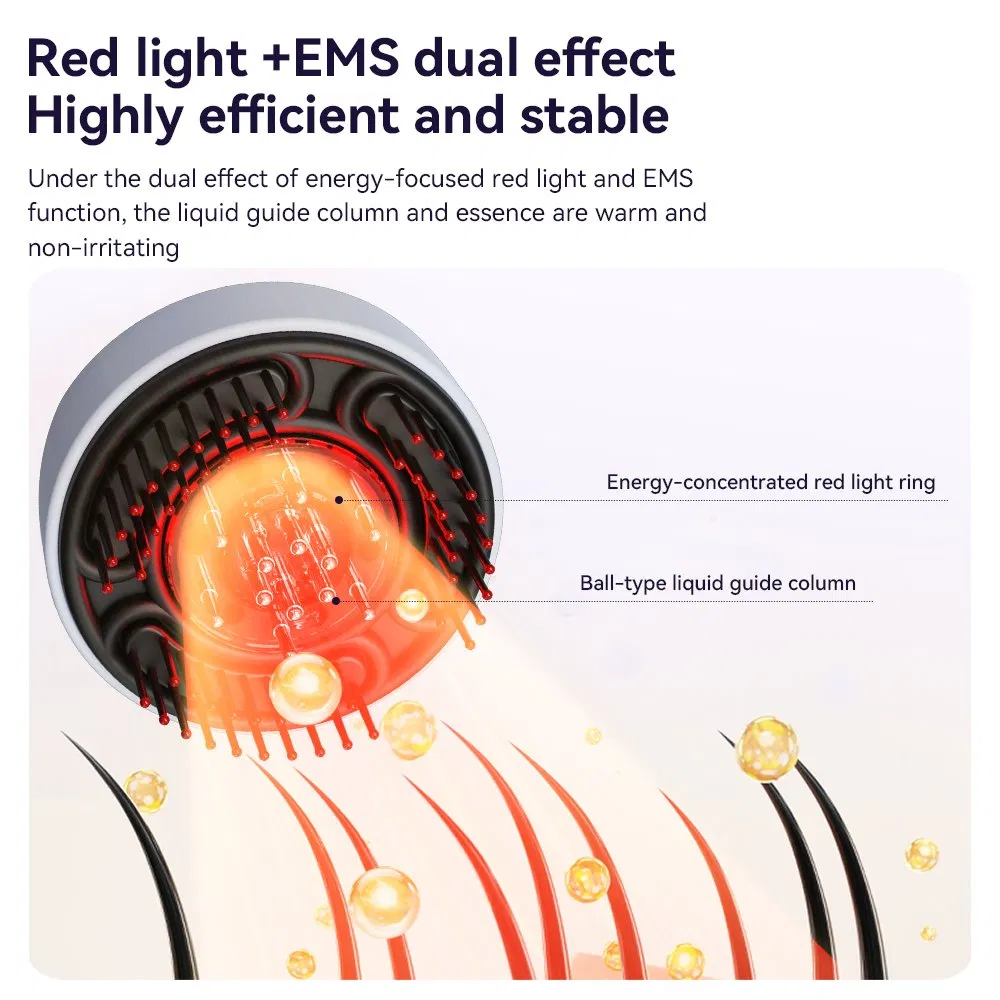 Портативная расческа с красным светом для омоложения кожи головы