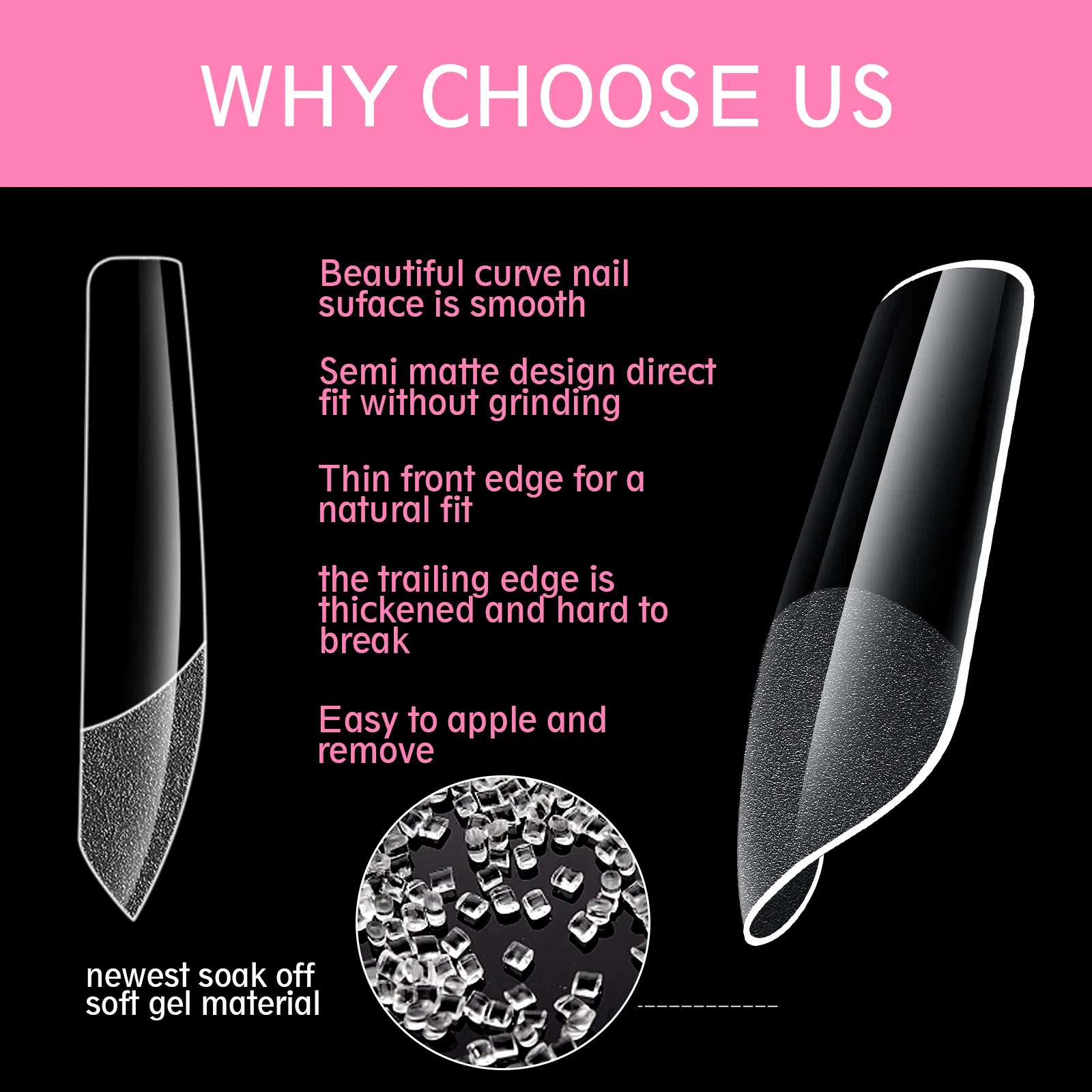 New Professional 550PCS/Box Soft Gel Full Cover Ultra-Thin Traceless Nail Extension Tips