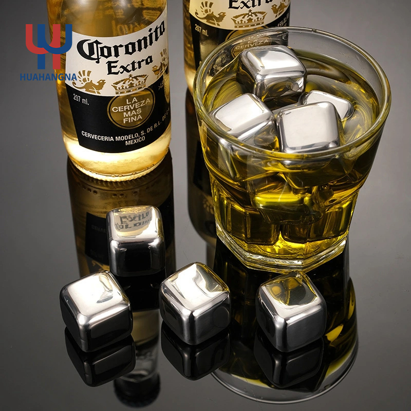 Metal Cubes Drinks Wine Whiskey Cooling Stone Whisky Cubes Food Grade Reusable 304 Stainless Steel Ice Cube