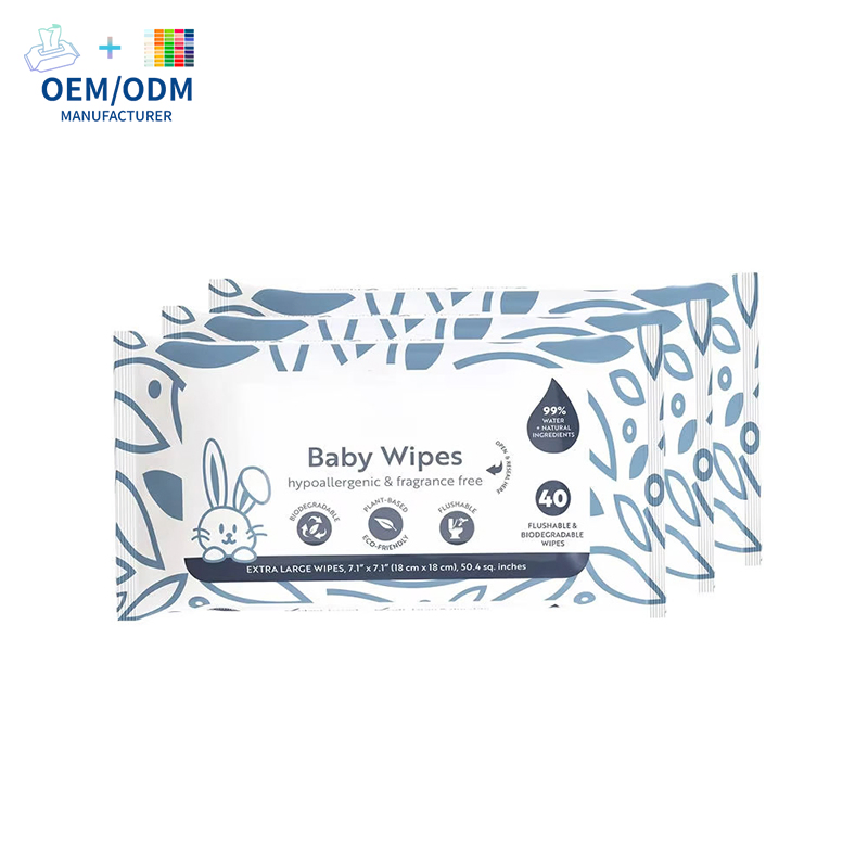 Customizable Sensitive Non-Scented Bamboo Fiber Biodegradable Flushable Baby Wet Tissue Wet Wipes