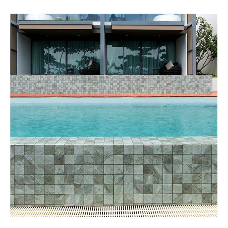 Marble Look Showroom Decoration Inkjet Turquoise Aqua Swimming Pool Porcelain Mosaic Tile