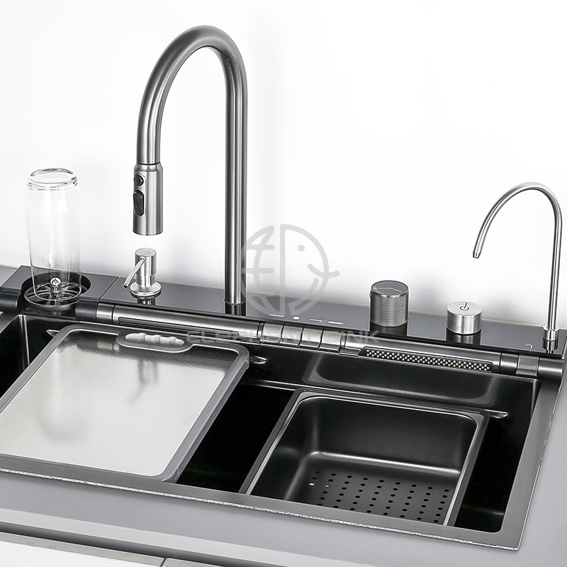 Multifunctional Easy Clean Kitchen Thick Gauge Stainless Steel Handmade Sink Accessories Kit