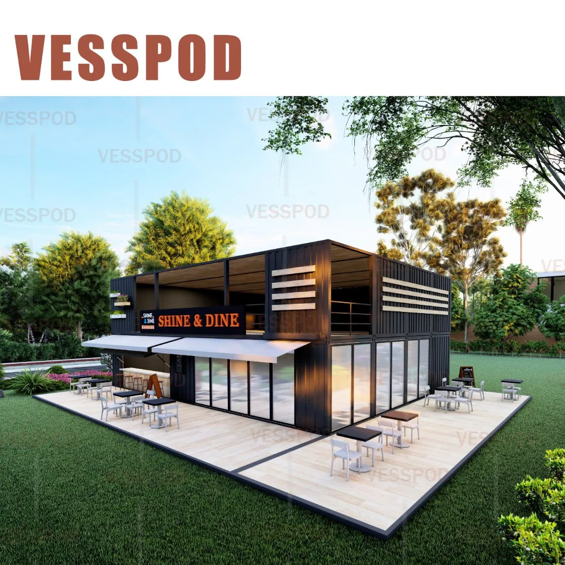 Prefab 2 Story Container Restaurant 20/40FT Bar Container Coffee Kiosks Modular Container Restaurant