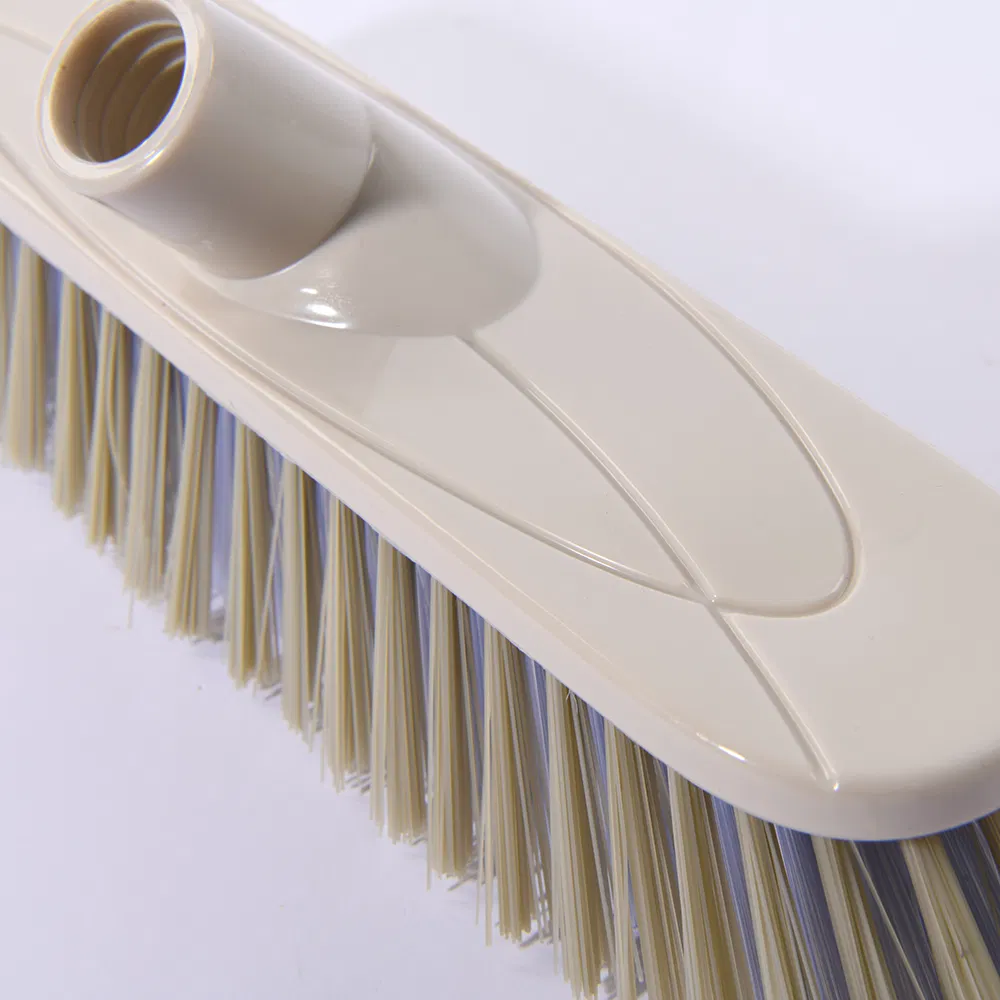 Household Bicolor Bristle Plastic Cleaning Broom with Handle