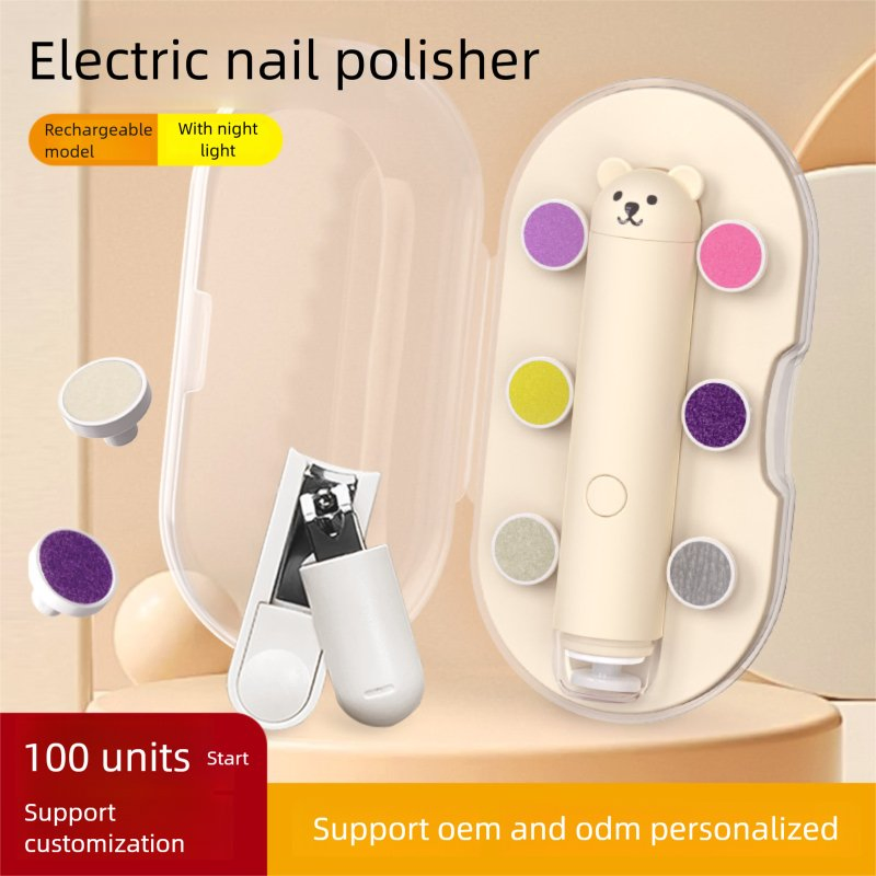 Injury-Proof Design Baby Electric Nail File Set, Rechargeable Nail Trimmer at-Home Nail Clippers
