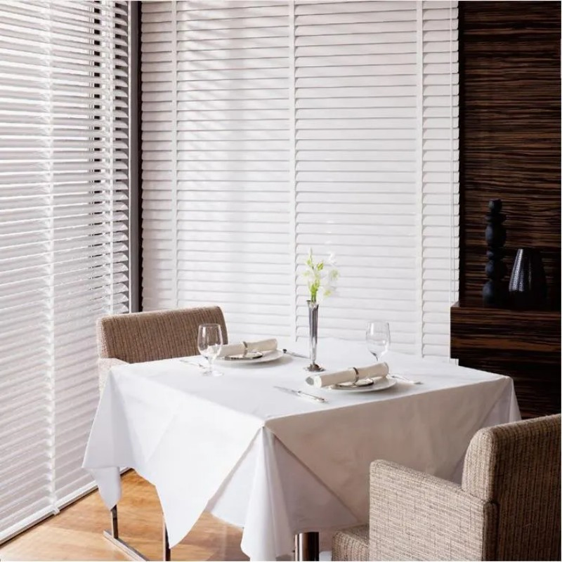 Moisture Resistance Mini Interior White Wooden Slat Venetian Roller Blinds