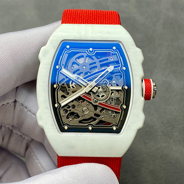 Top Quality Luxury Men's Business Watch Ultra-Thin Tourbillon Mechanical Barrel Shape Hollow out Men's Carbon Fiber Watch