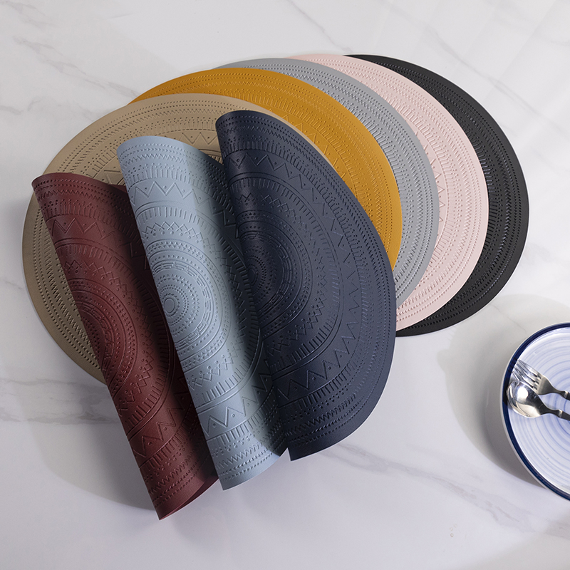PVC Leather Dining Table Mat Placemat Pad with Heat Insulation Decorative Pads for Home Office
