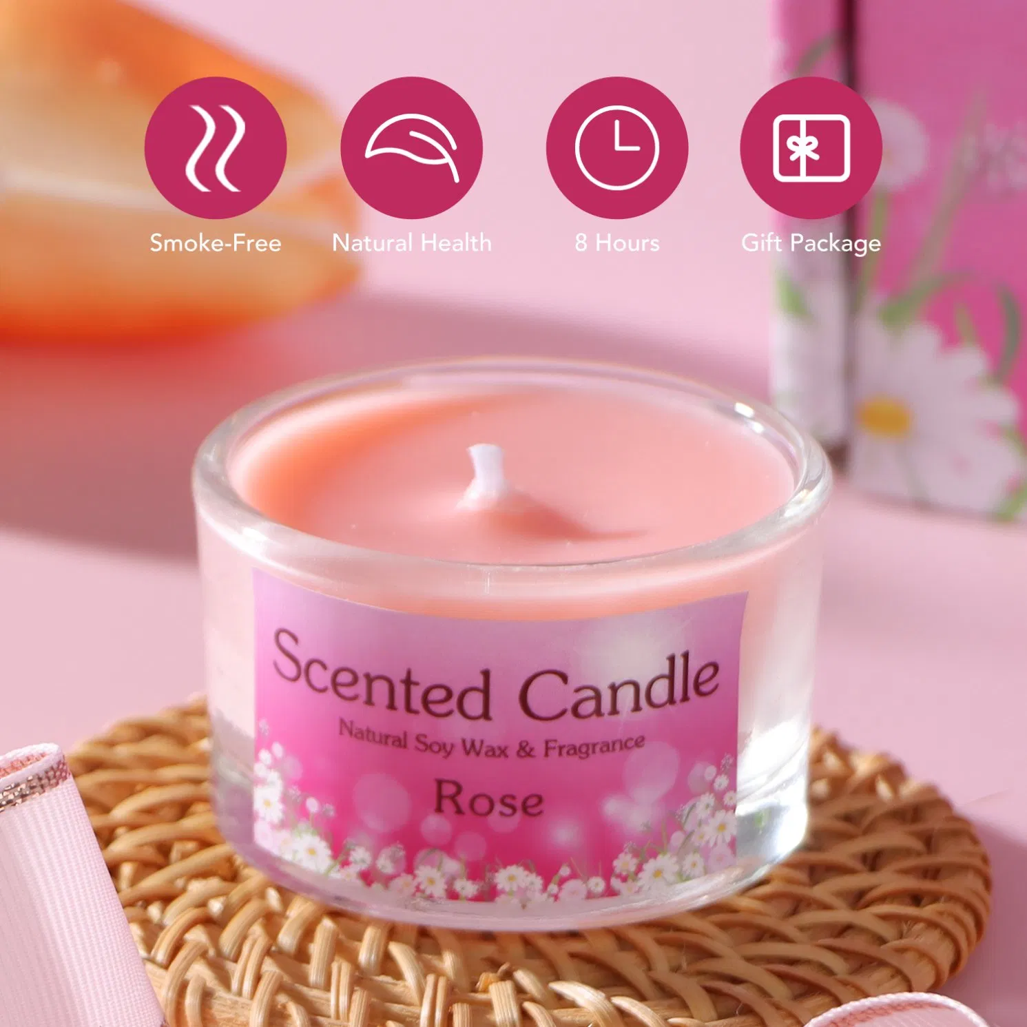 Vegan Coconut Wax Candle Refreshing Citrus & Basil Scent Toxin-Free