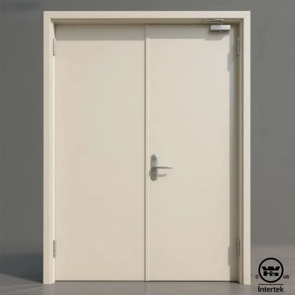 Galvanized Exterior Metal Steel Fire-Rated Entrance Entry Door with Auto-Closer Corrosion-Resistant Security for Commercial, Healthcare Emergency Doors