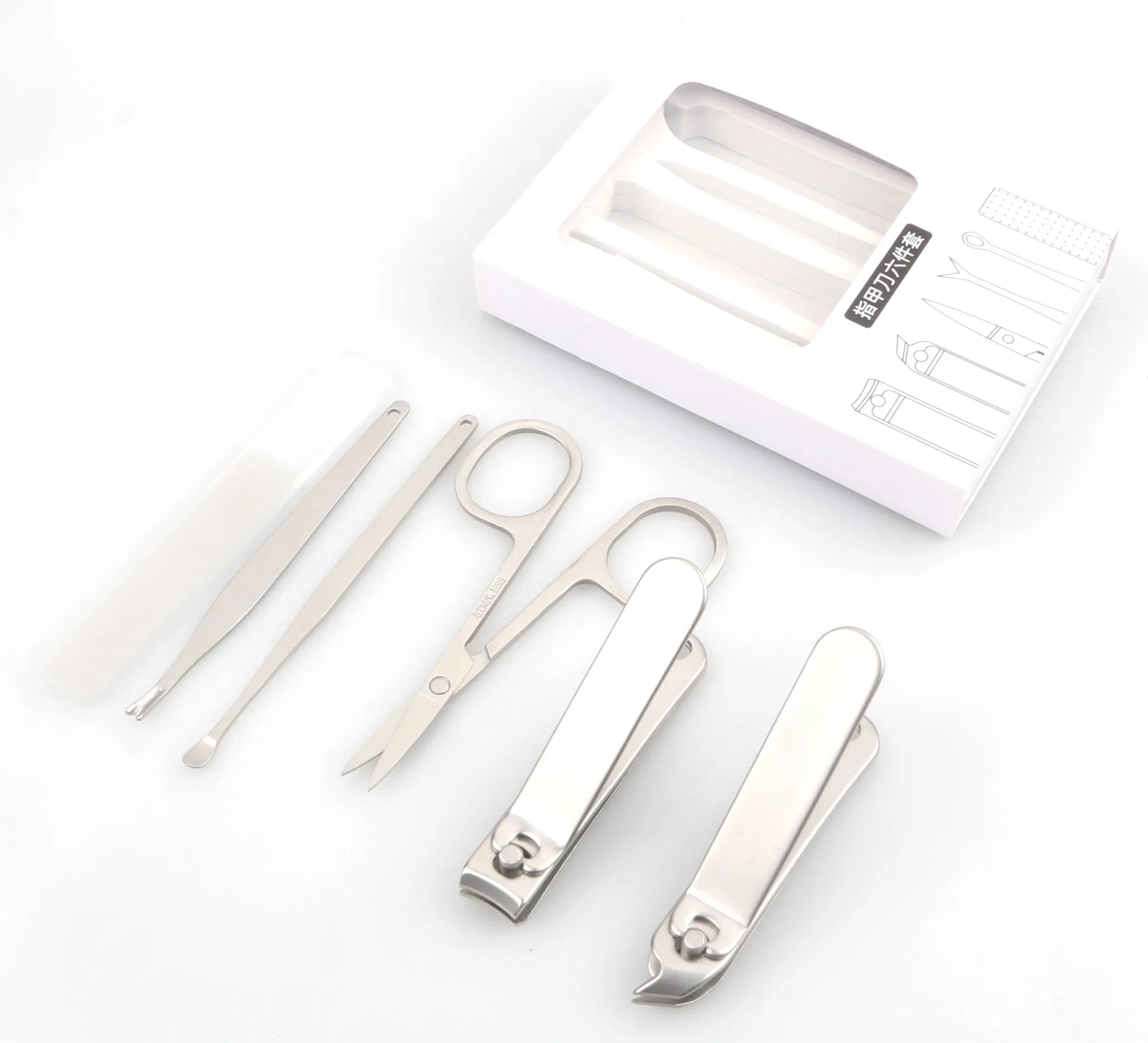 6PCS portable Manicure Set with Nail Clippers and Eyebrow Trimming Scissors (SE-MS002)