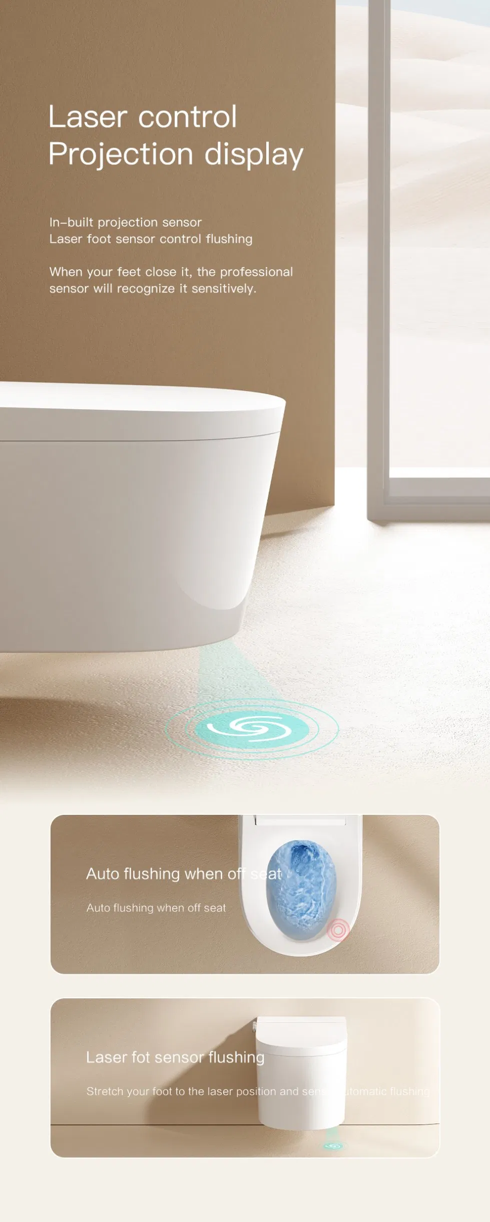 2024 Ceramic 110V/220V Sanitary Automatic Flush Sensor Smart Toilet