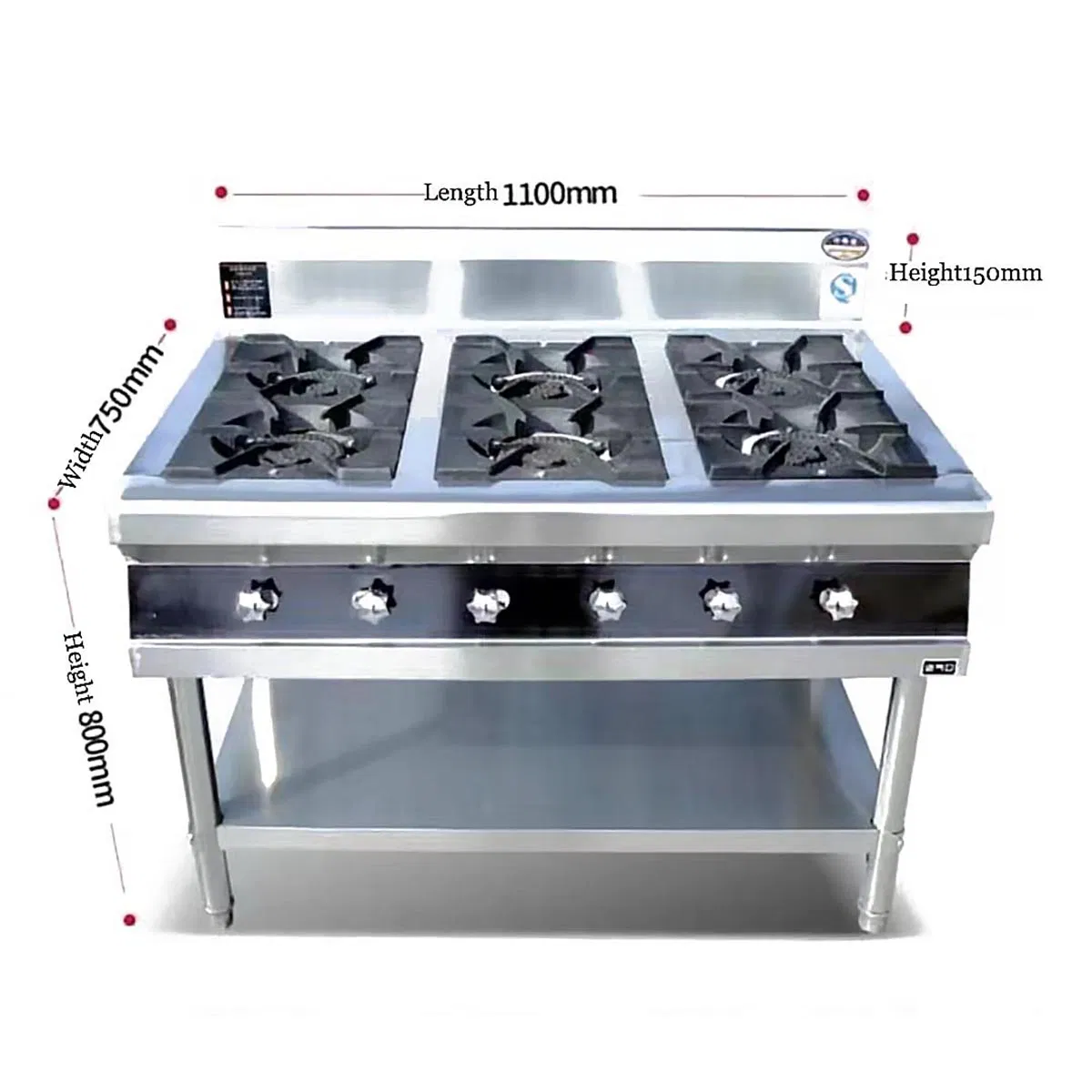 High Quality Cooking Appliance Best Commercial Popular Chefs 6 Burner Stainless Steel Gas Stove Top